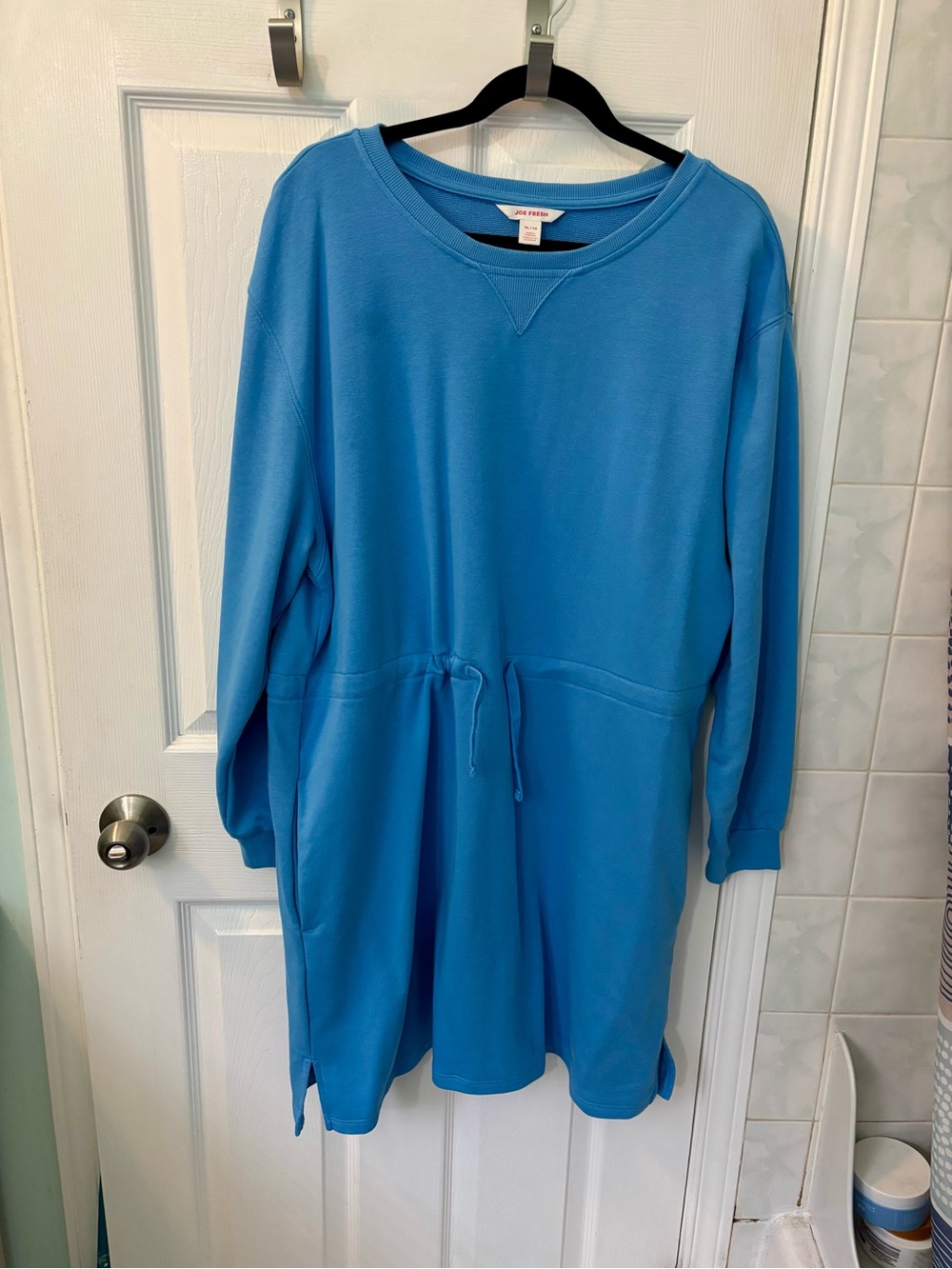 Joe Fresh Bright Blue Long-Sleeve Drawstring Waist Dress
